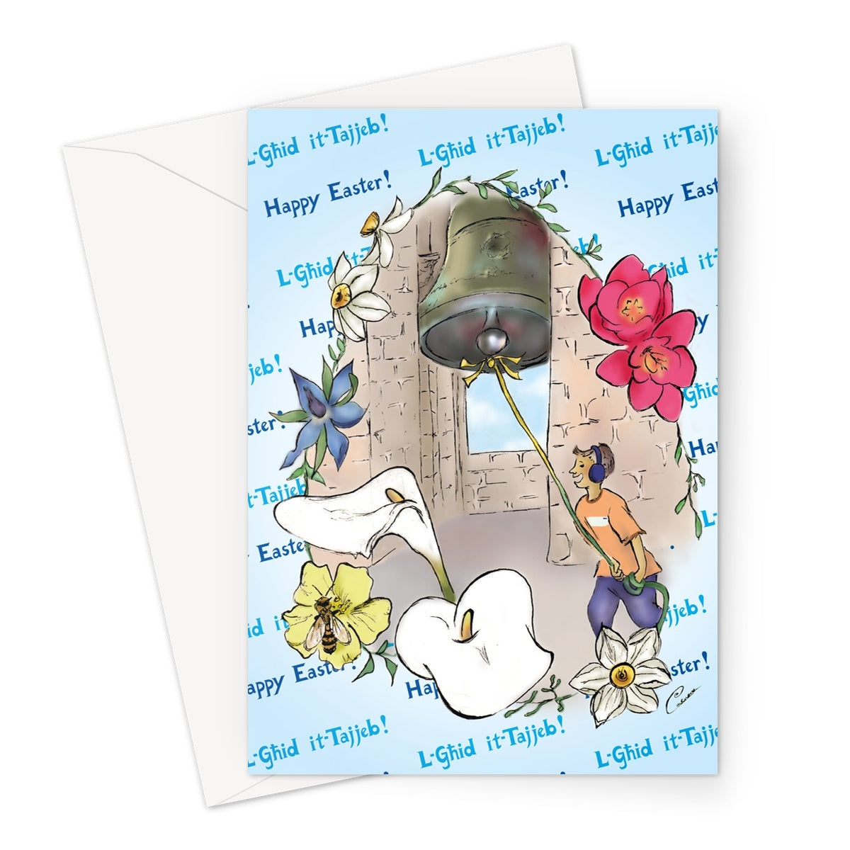 Easter greeting card + envelope - Bilingual (Maltese and English)